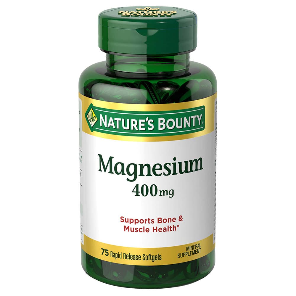 Nature's Bounty Magnesium Softgels, 400mg - Bottle of 75 - Image 1