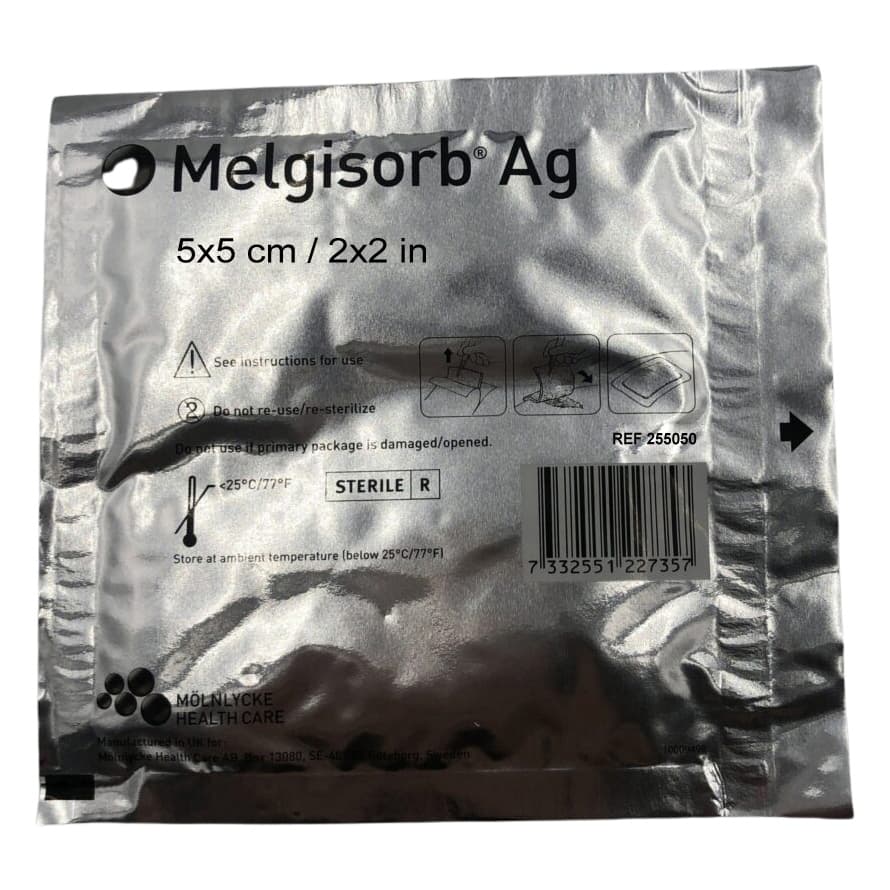 Melgisorb Ag Calcium Alginate Dressing with Silver, 2 x 2 Inch - Each - Image 1