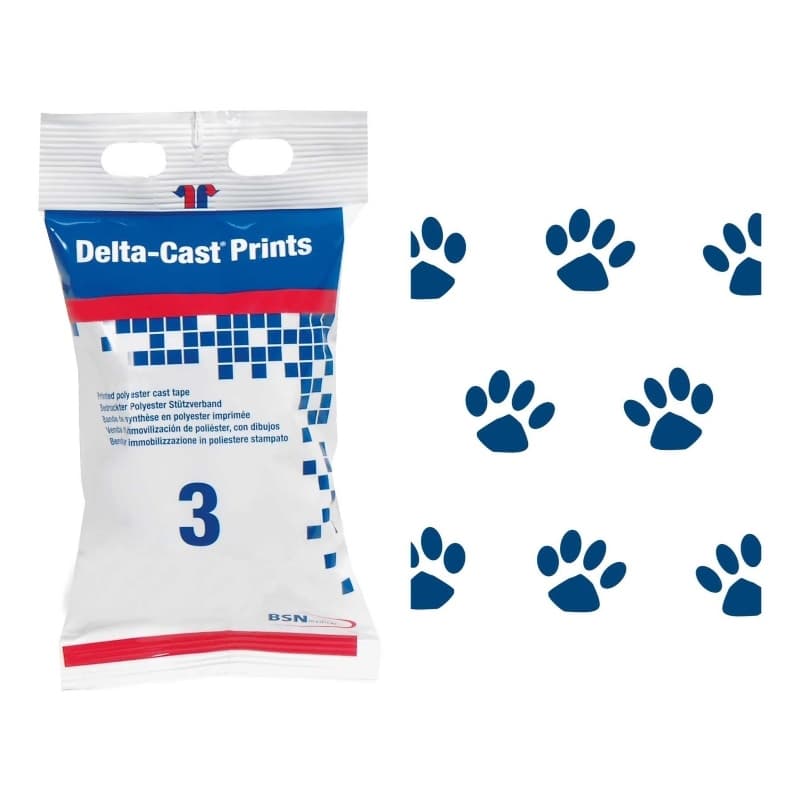 Delta Flash Print Cast Tape, Paw Print, 3 Inch x 12 Feet - Box of 10 - Image 1