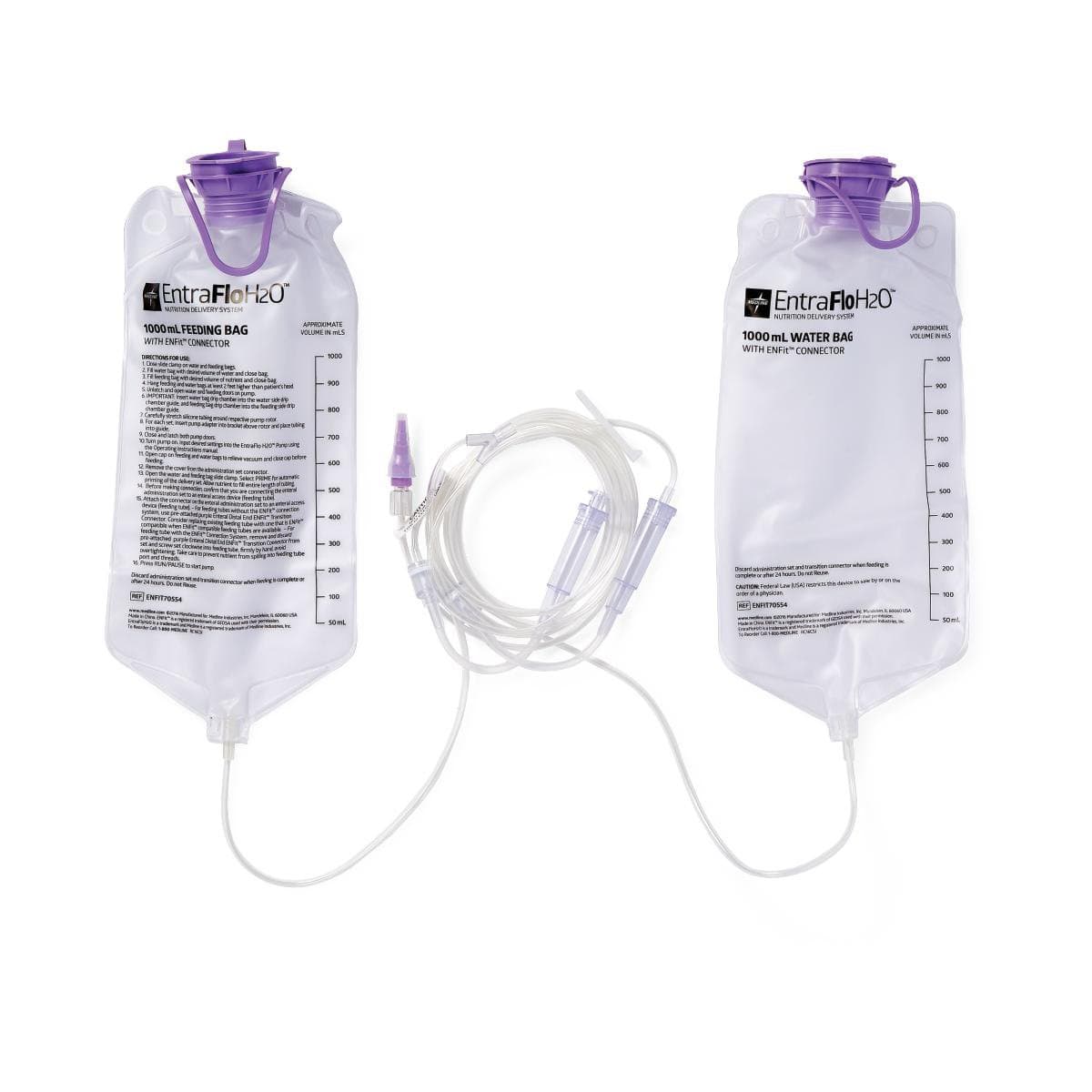 EntraFloH2O Enteral Feeding Pump Bag Set, 1000 ml - Each - Image 1