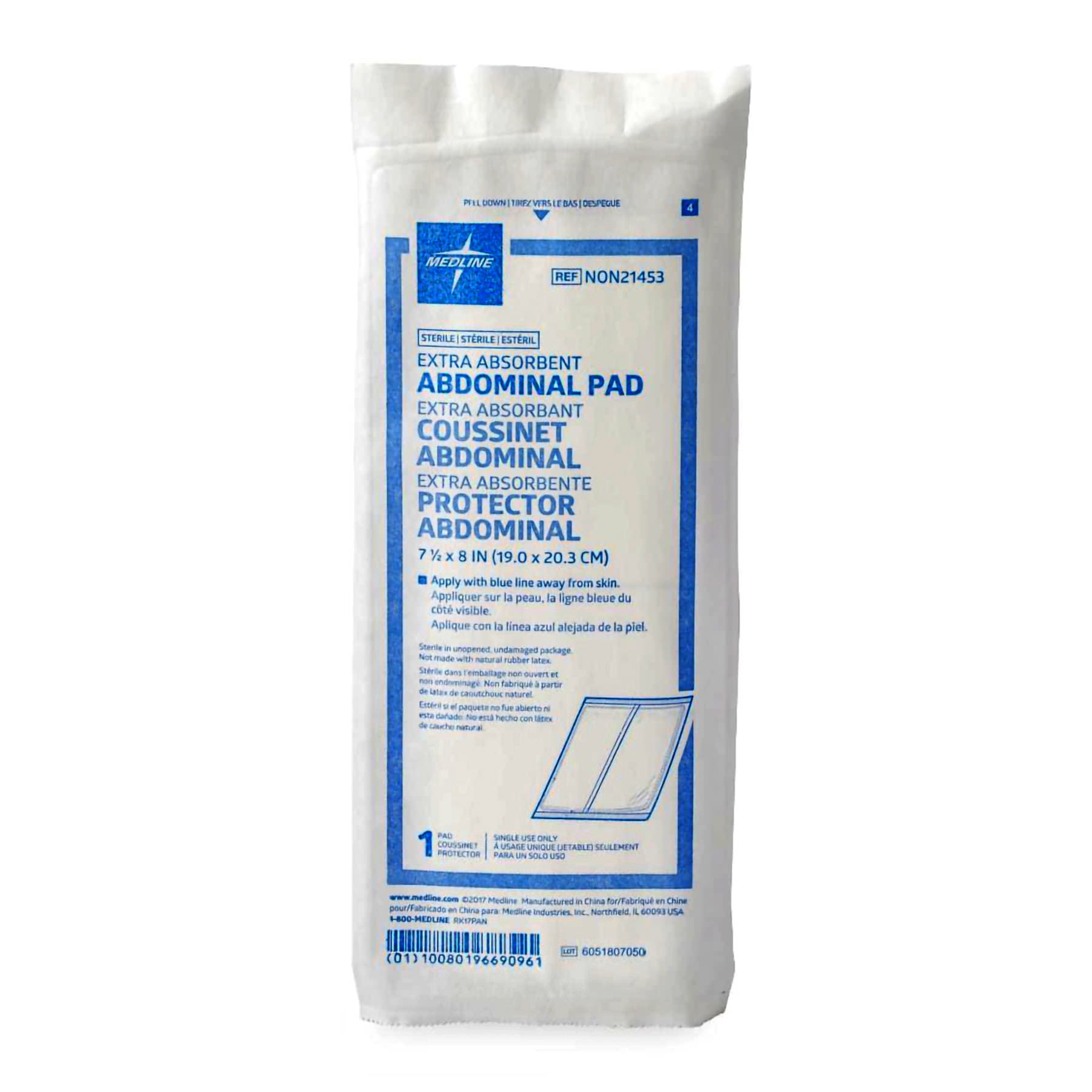Medline Sterile Abdominal Pad, 7-1/2 x 8 Inch - Each - Image 1