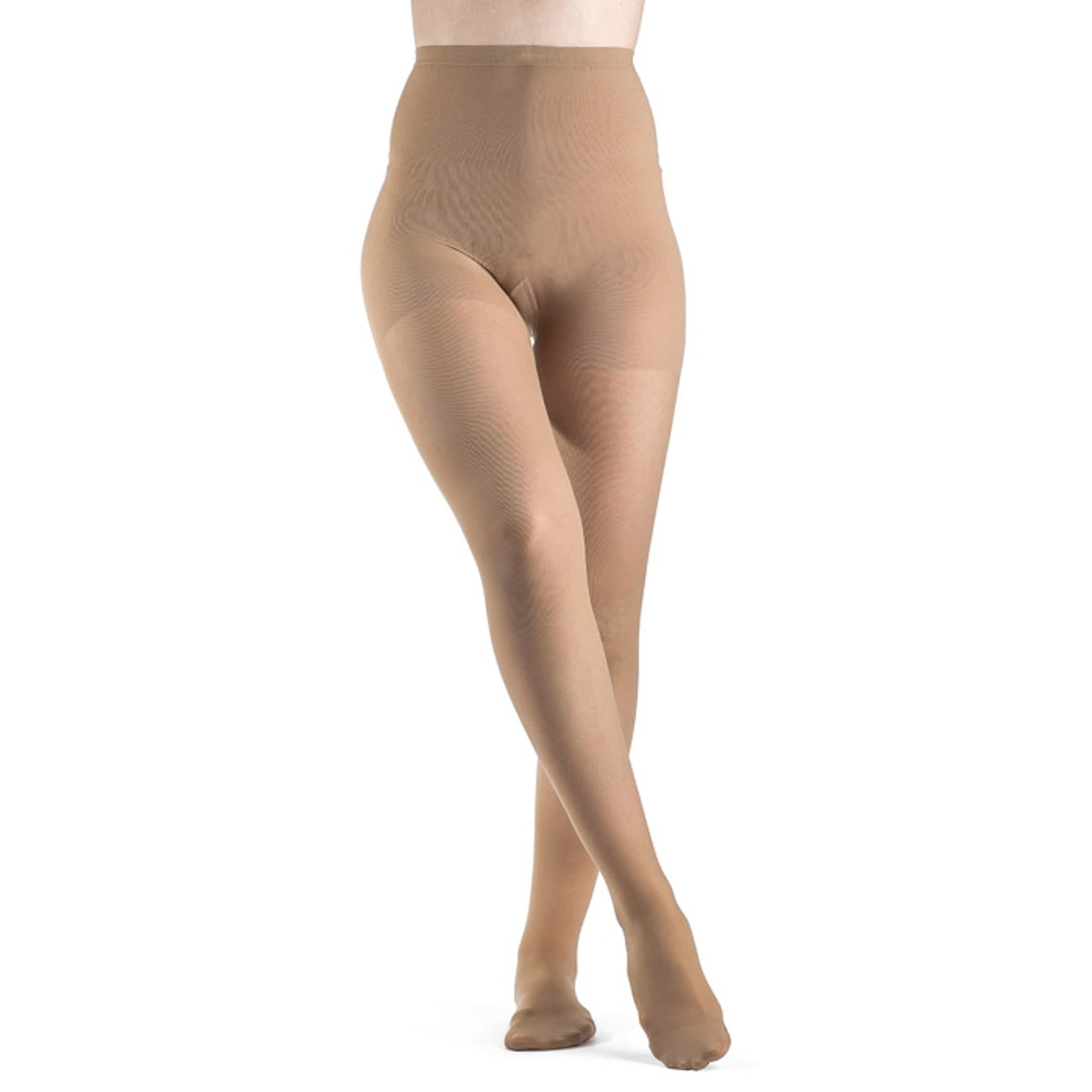 Sigvaris Women's Style Sheer Closed Toe Compression Pantyhose, 20-30mmHg, Medium-Long, Suntan - Pair - Image 1