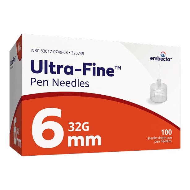 Embecta Ultra-Fine Pen Needles, 32 Gauge, 6 mm - Case of 1200 - Image 1