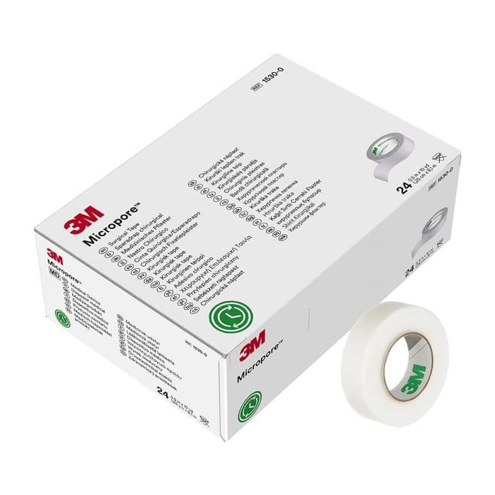 3M Micropore Waterproof Skin Friendly Surgical Tape, 0.5 Inch x 10 Yards, White - Box of 24 - Image 1