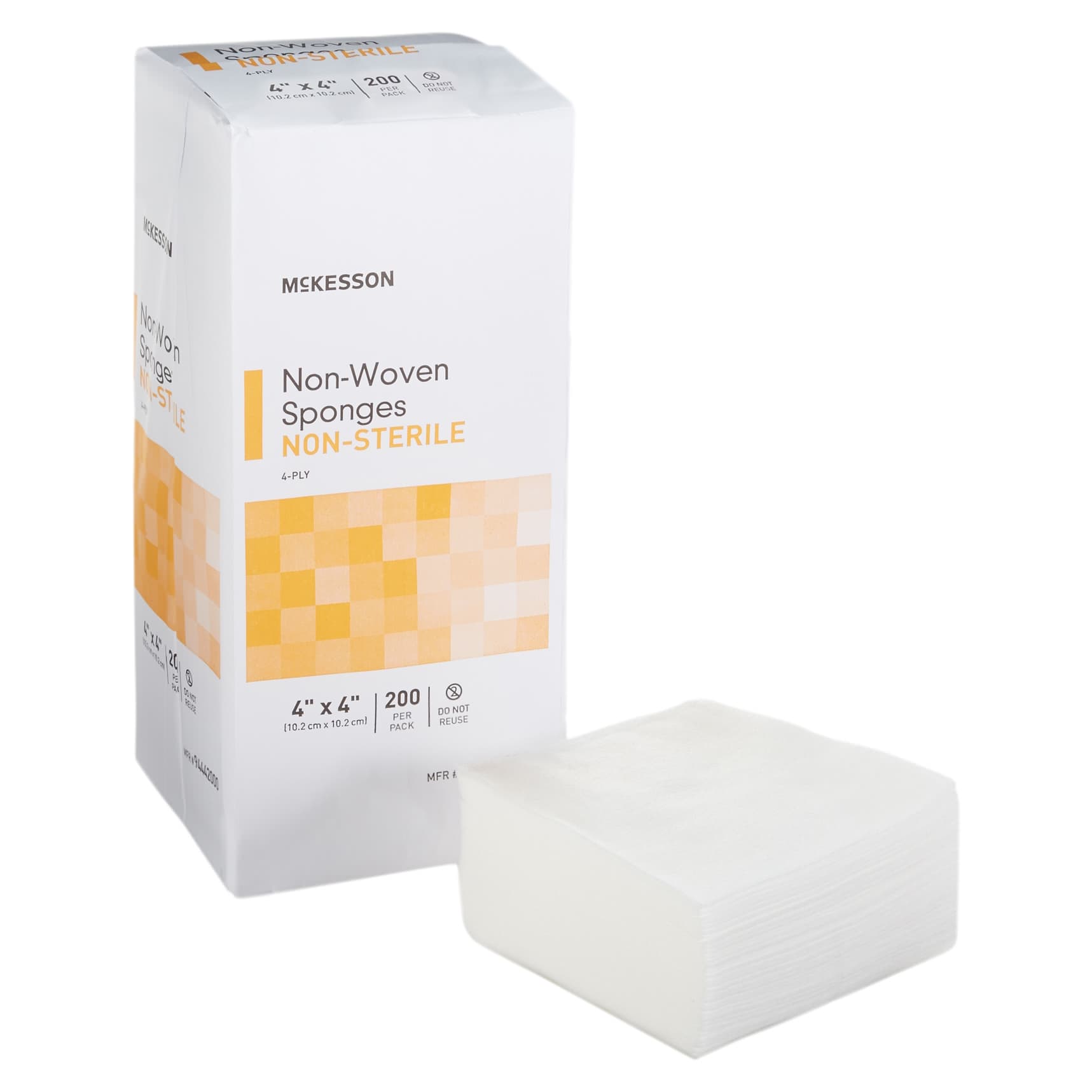 McKesson Nonwoven Sponge White 4-Ply Square NonSterile, 4 x 4 Inch - Package of 200 - Image 1