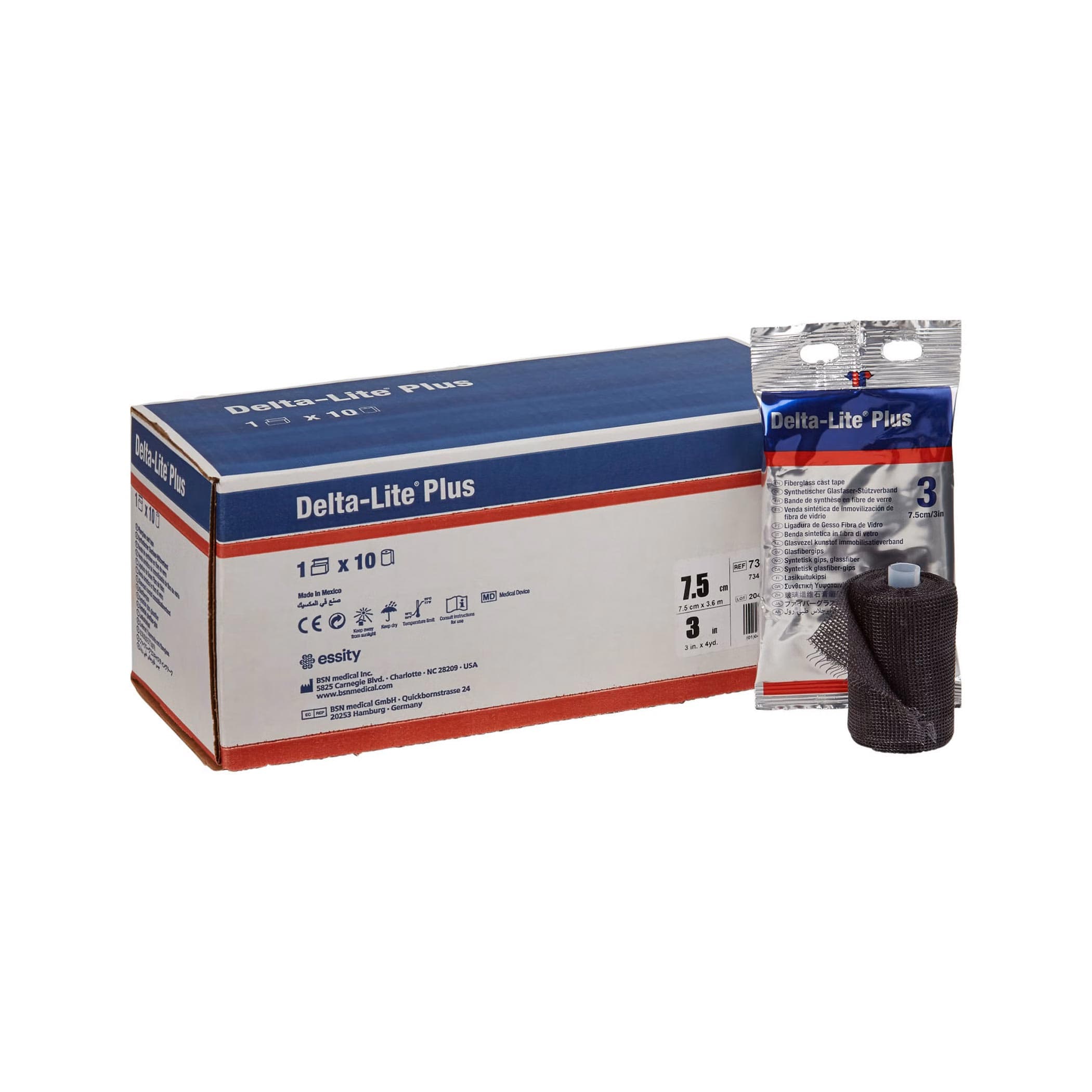 Delta-Lite Plus Fiberglass Cast Tape, Black, 3 Inch x 12 Feet - Box of 10 - Image 1