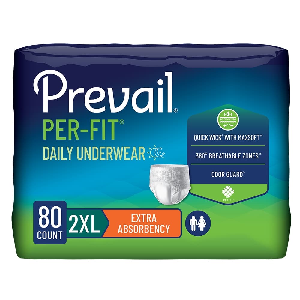 Prevail Per-Fit Extra Unisex Daily Underwear, 2XLarge - Case of 80 - Image 1
