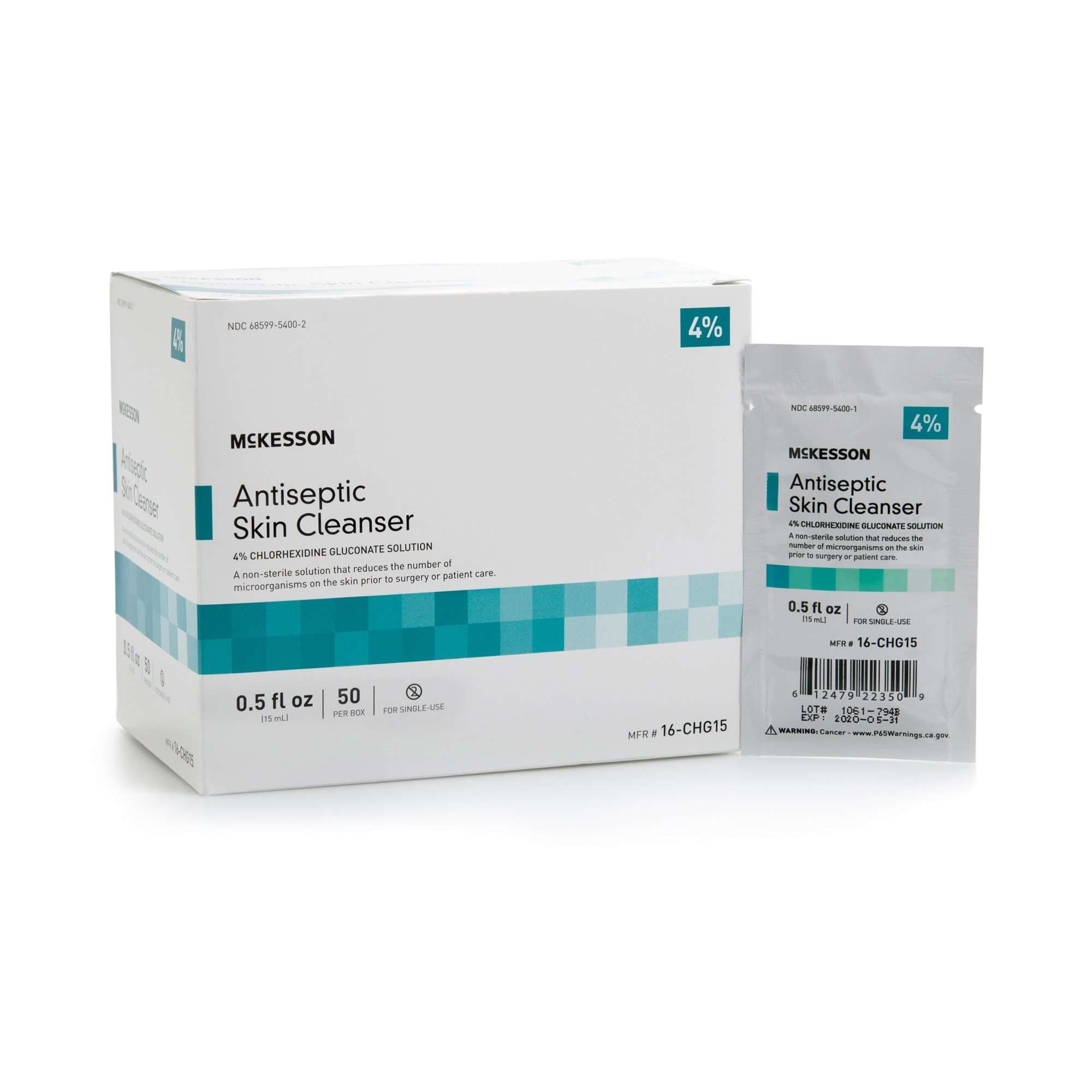 McKesson Antiseptic Skin Cleanser Liquid NonSterile, Individual Packet, 0.5 oz - Case of 500 - Image 1