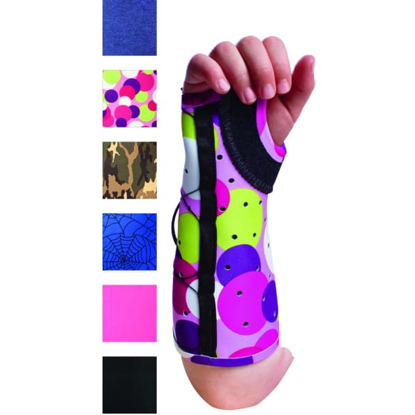 Exos Open Thumb Short Arm Fracture Brace, Polka Dot, Right Arm, Extra Small - Each - Image 1