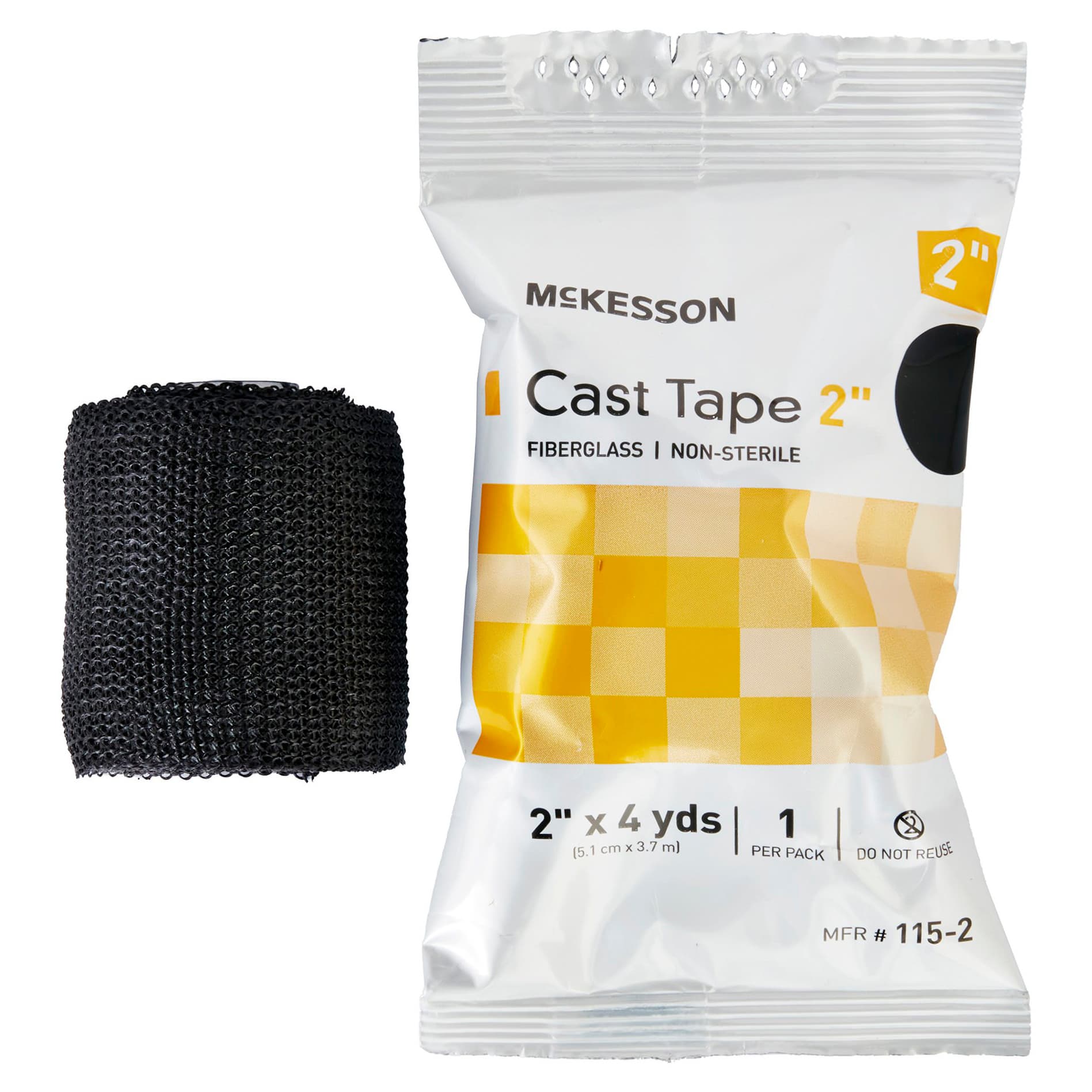 McKesson Fiberglass Cast Tape, Black, 2 Inch x 4 Yard - Box of 10 - Image 1