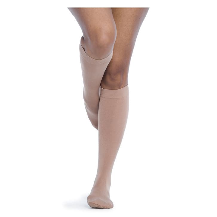 Sigvaris Women's Style Soft Opaque Calf-High Compression Socks, 30-40mmHg Closed Toe, Medium-Long, Pecan - Pair - Image 1