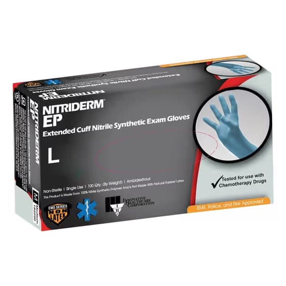 NitriDerm EP Nitrile Exam Gloves - Blue, Large - Case of 1000 - Image 1
