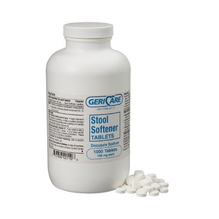 Geri-Care Docusate Sodium Stool Softener Tablet, 100 mg - Bottle of 1000 - Image 1