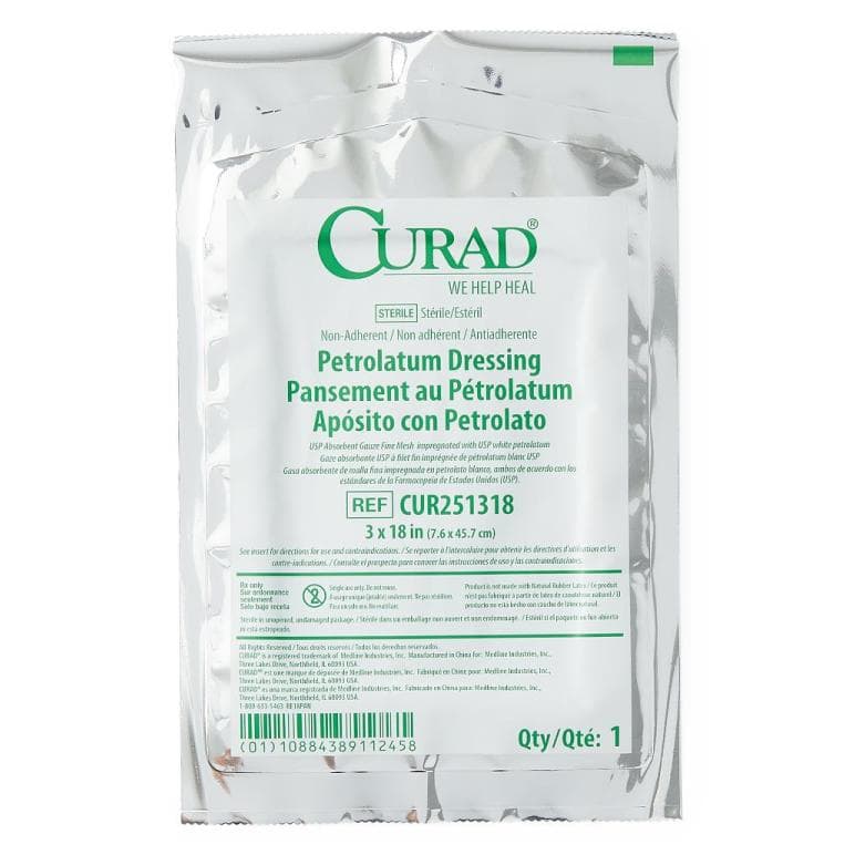 Curad Non-Adherent Petrolatum Gauze Dressing, 3 x 18 Inch - Each - Image 1