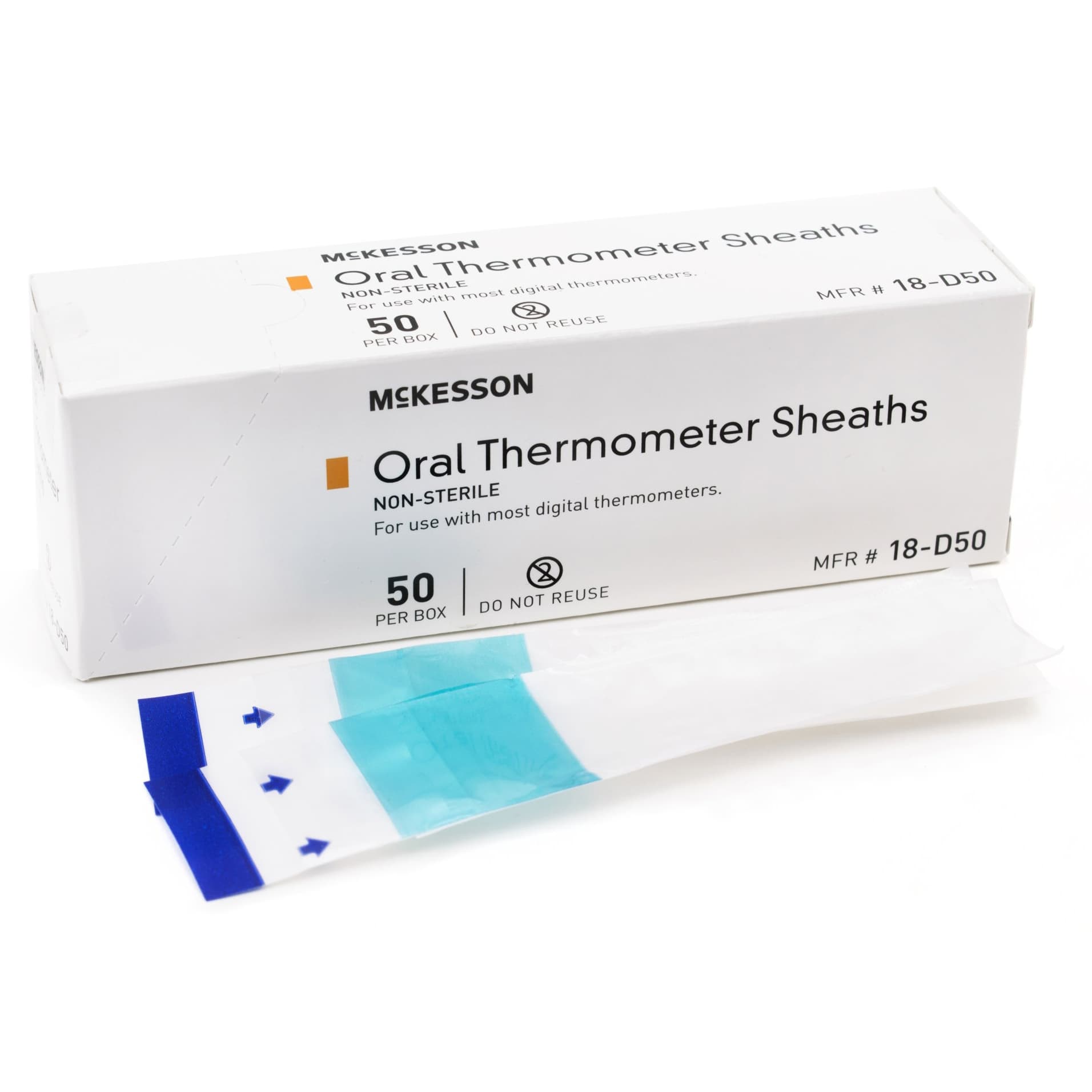 McKesson Film and Paper Oral Thermometer Sheath - Box of 50 - Image 1