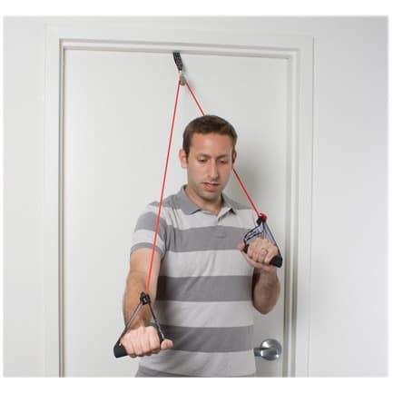 CanDo Shoulder Pulley With Exercise Tubing And Handles, Red, Light - Image 1