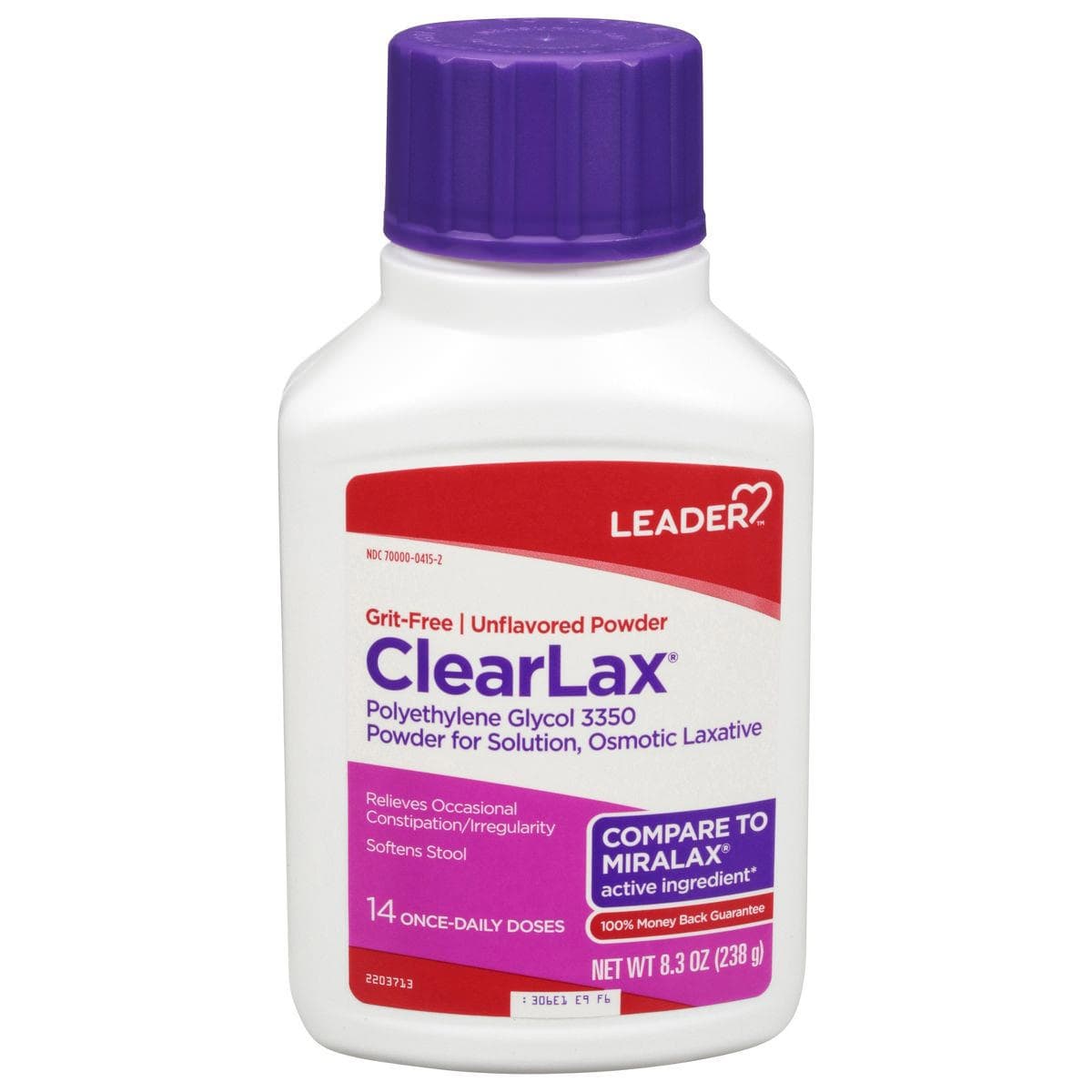 Leader ClearLax Unflavored Powder, Osmotic Laxative, 8.3 oz - Each