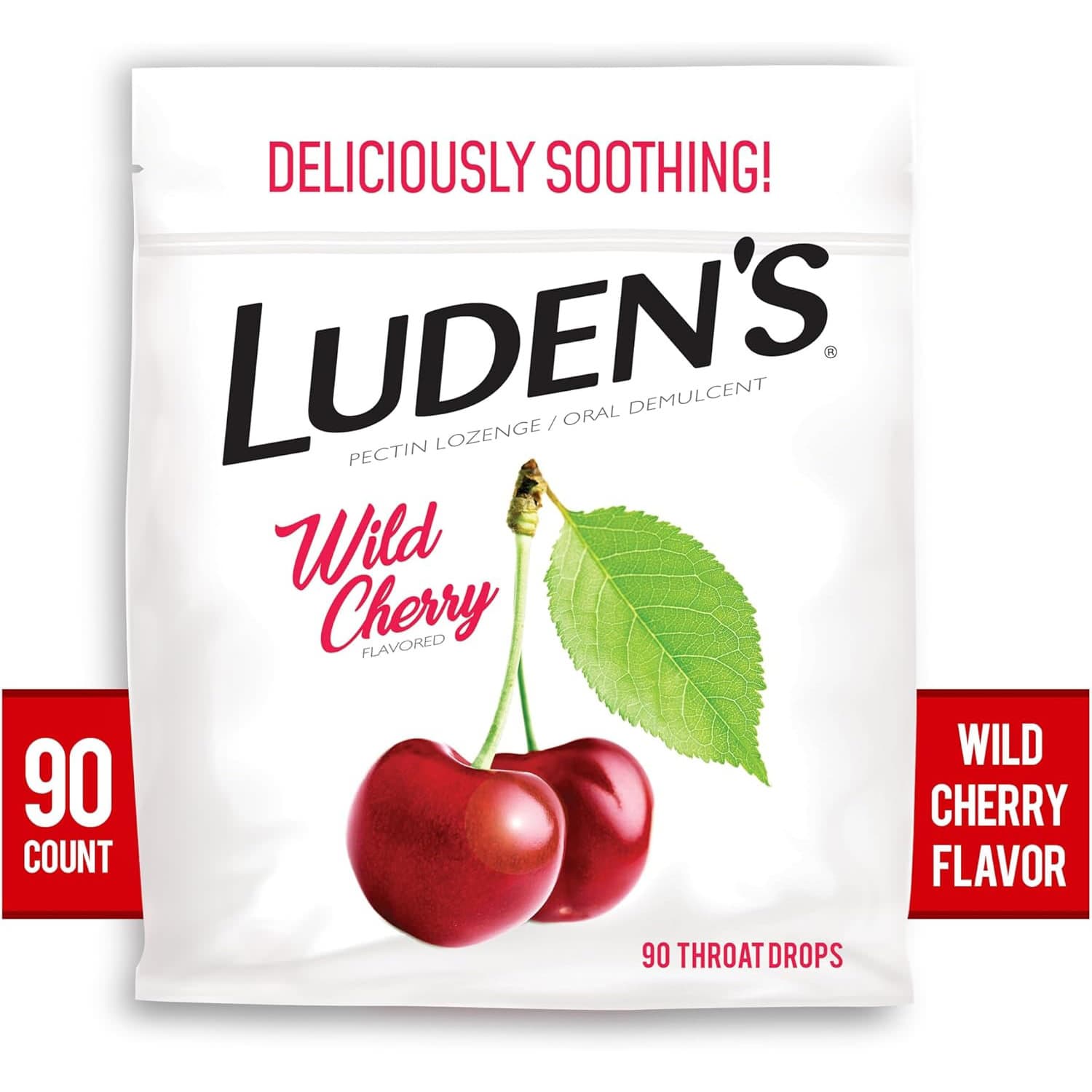Luden's Sore Throat Relief Wilde Cherry Lozenges Drops, 90 Count - Each - Image 2