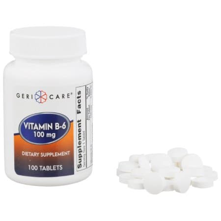 Geri-Care Vitamin B6 Supplement Tablet, 100 mg - Bottle of 100 - Image 1