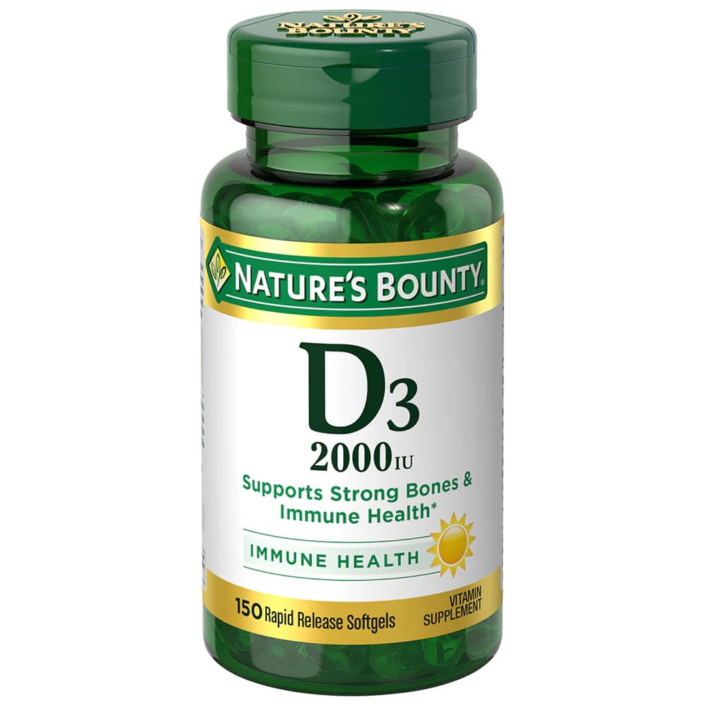 Nature's Bounty Vitamin D3 Softgels, 2000 IU- Bottle of 150 - Image 1