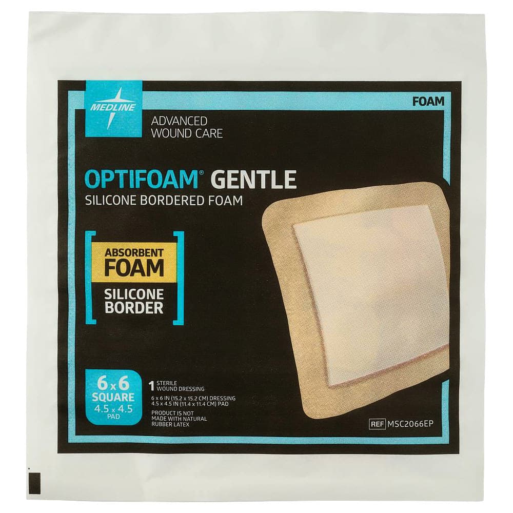 Optifoam Gentle Silicone Bordered Foam Dressing, Sterile, 6 X 6 Inch - Each - Image 1