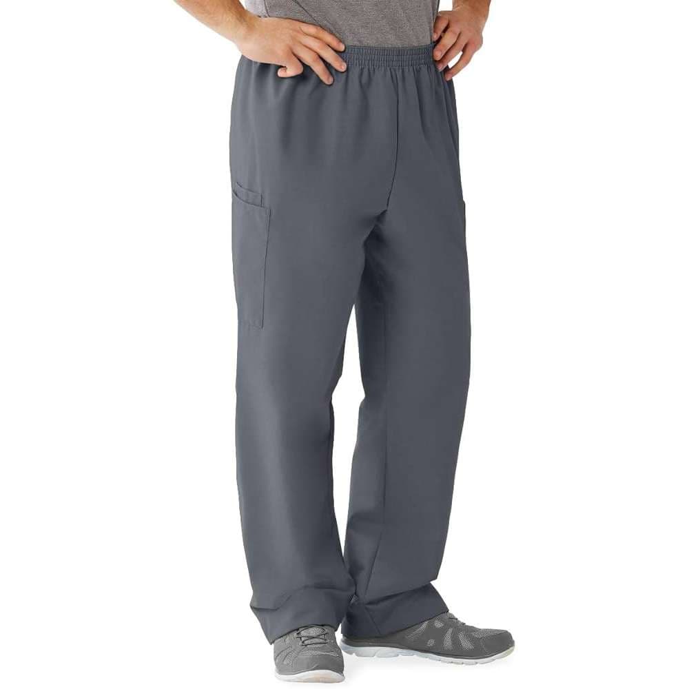 AngelStat Unisex Elastic Waist Petite Inseam Cargo Scrub Pants, Charcoal, Large - Image 1