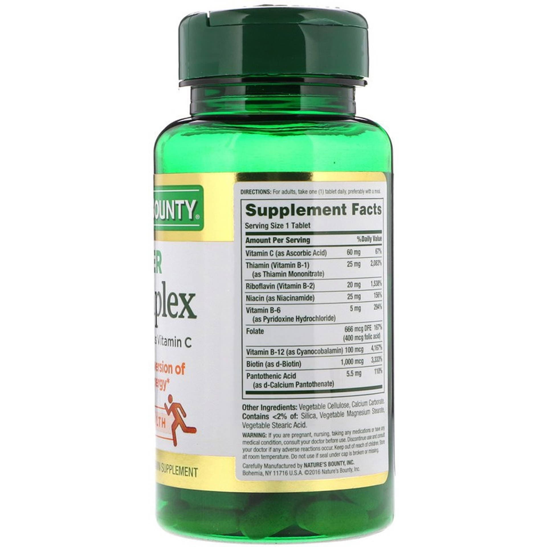 Nature's Bounty Super B-Complex with Folic Acid Plus Vitamin C, 150 Caplets - Each - Image 2
