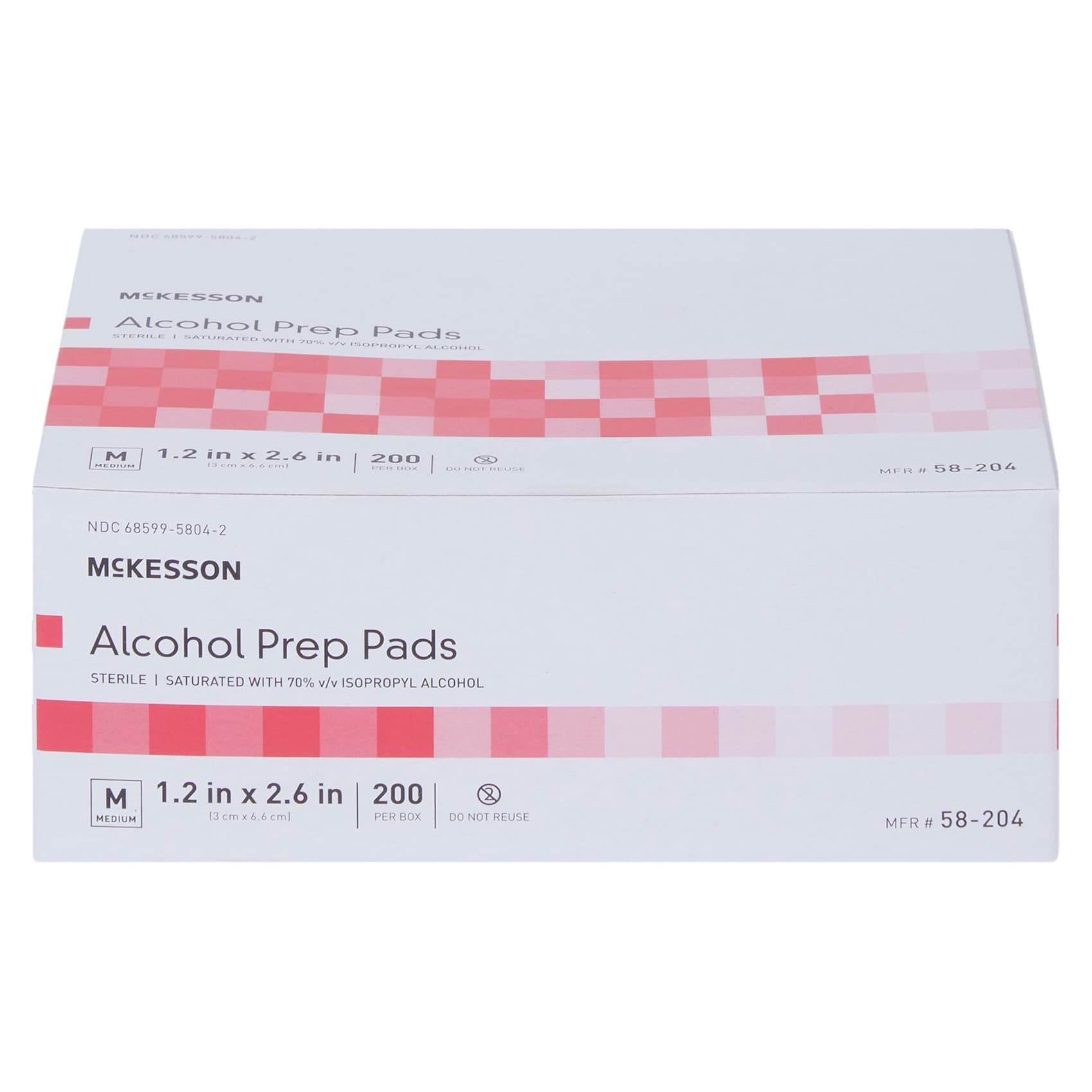 McKesson Isopropyl Alcohol Prep Pad, 1-1/5 x 2-3/5 Inch - Box of 200 - Image 1