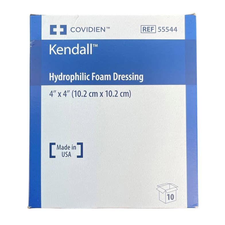 Kendall Hydrophilic Foam Dressing, 4 Inch x 4 Inch - Box of 10 - Image 1