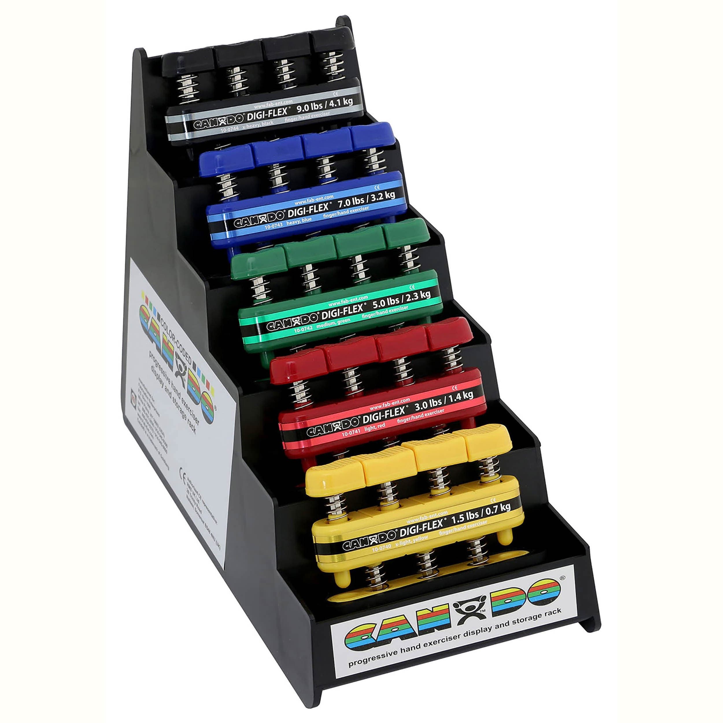 CanDo Digi-Flex Hand Exerciser, Set of 5, With Plastic Rack - Image 1