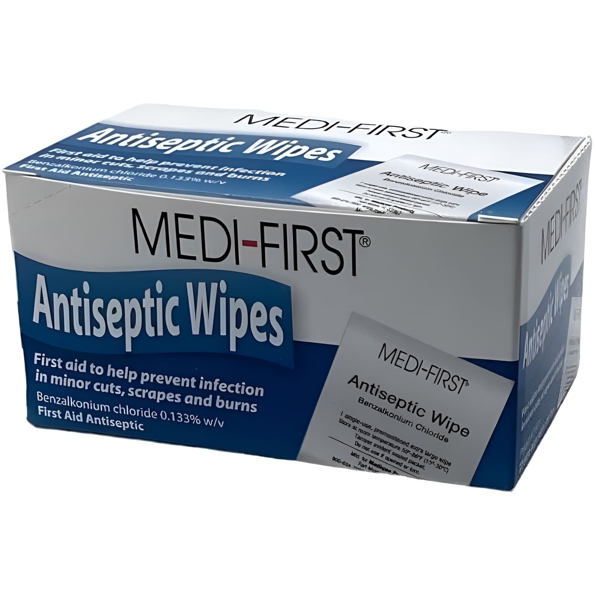 Medi-First Benzalkonium Chloride Antiseptic Wipes - Box of 20 - Image 1