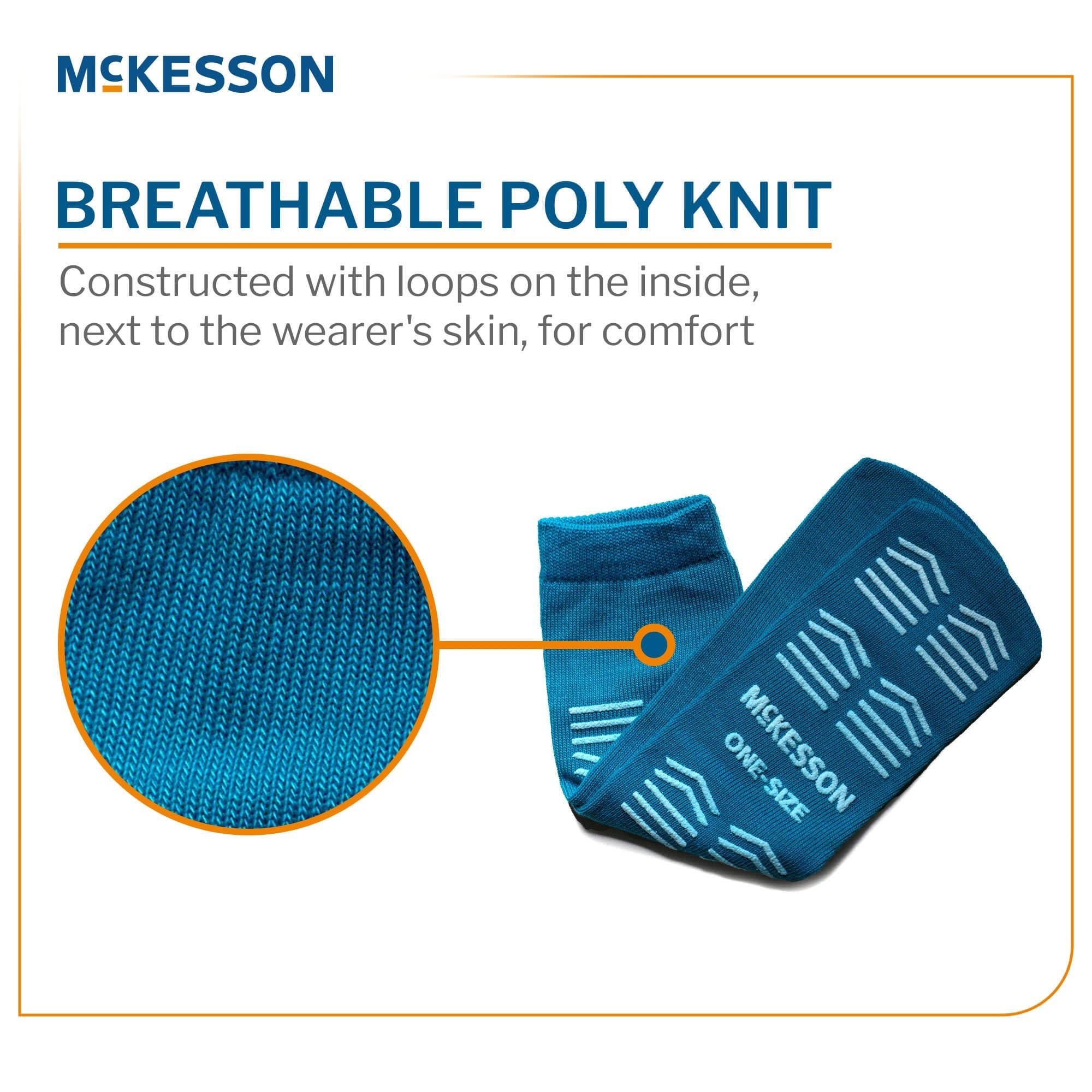 McKesson One Size Fits Most Unisex Slipper Socks, Teal - Image 2