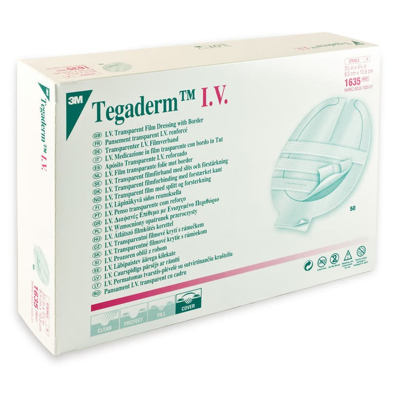 3M Tegaderm IV Transparent Adhesive Film Dressing with Border, 3-1/2 x 4-1/4 Inch - Case of 200 - Image 1