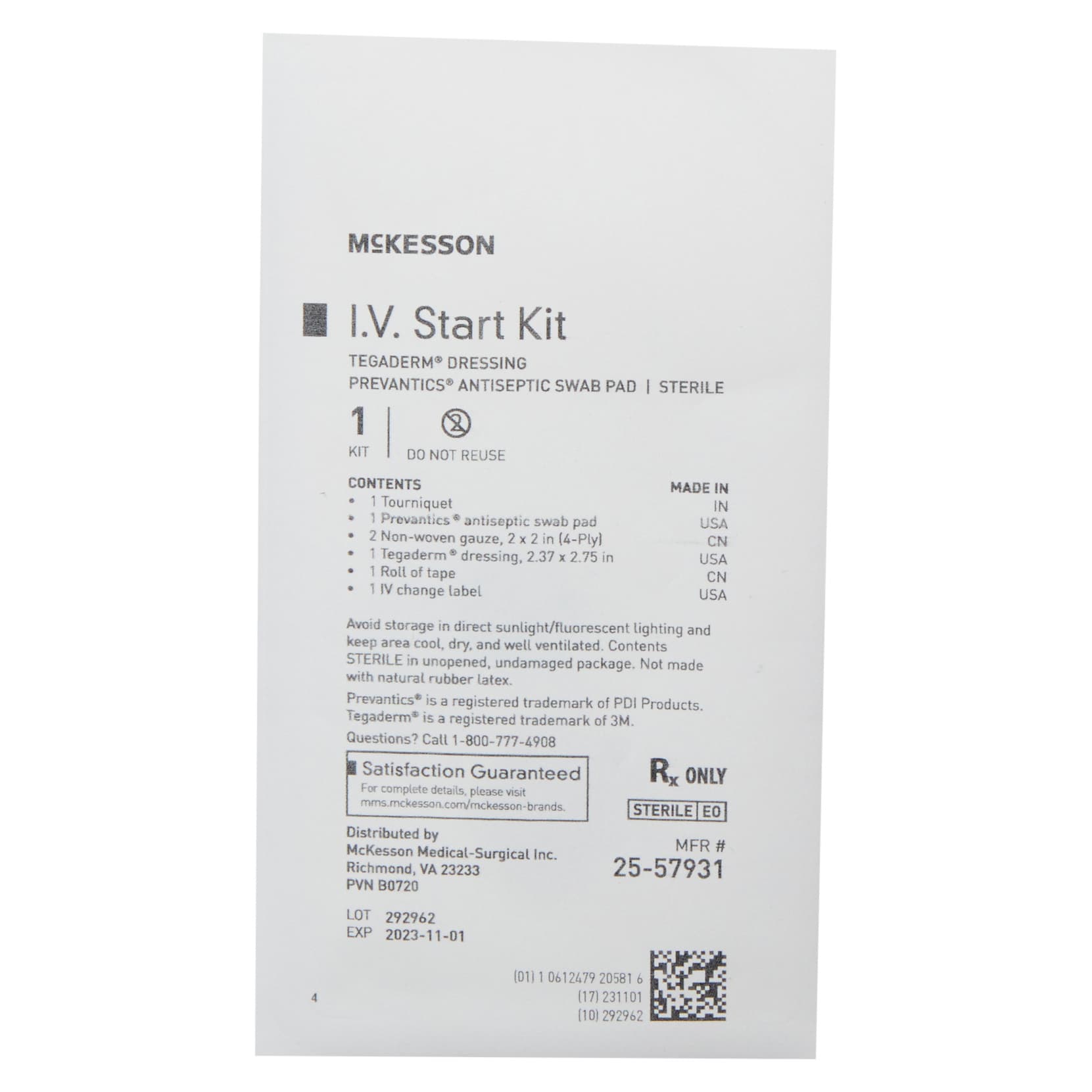 Mckesson IV Start Kit, With Prevantic Antiseptic Swab Pad - Image 3