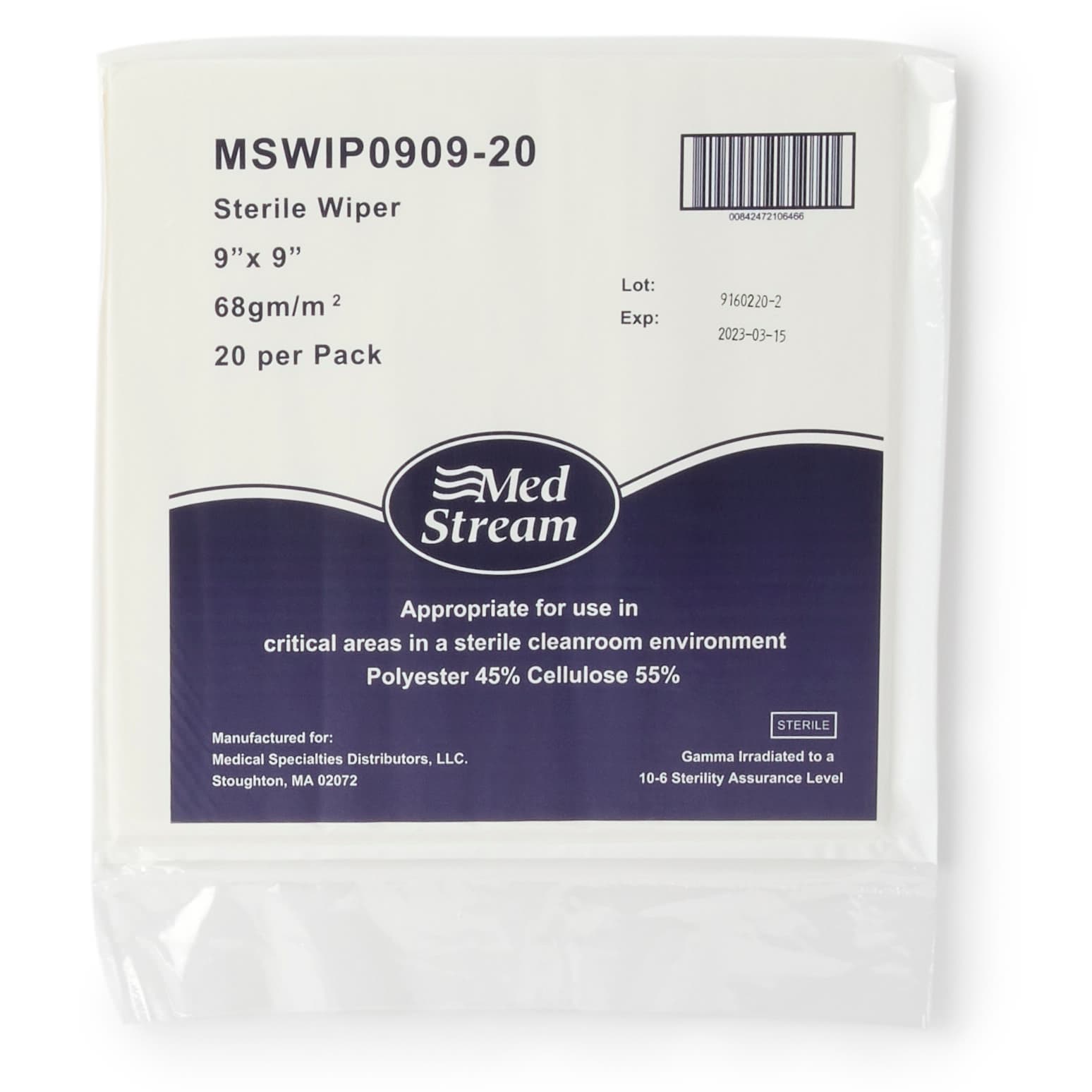 McKesson Cleanroom Wipe, 9 x 9 Inch - Case of 180 - Image 1