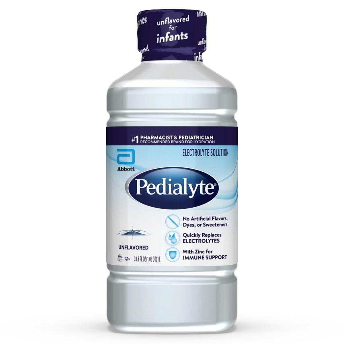 Pedialyte Classic Electrolyte solution, Unflavored, 1 Liter - Case of 8 - Image 1