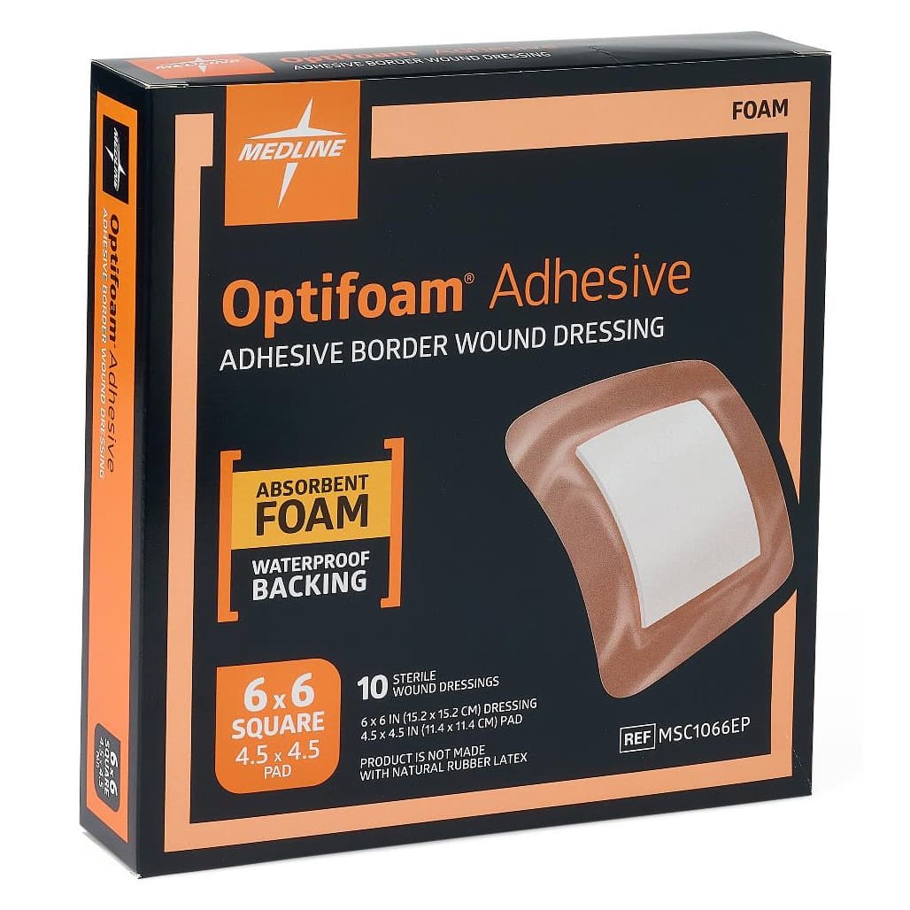 Optifoam Adhesive Foam Dressing, 6 x 6 Inch - Box of 10 - Image 1