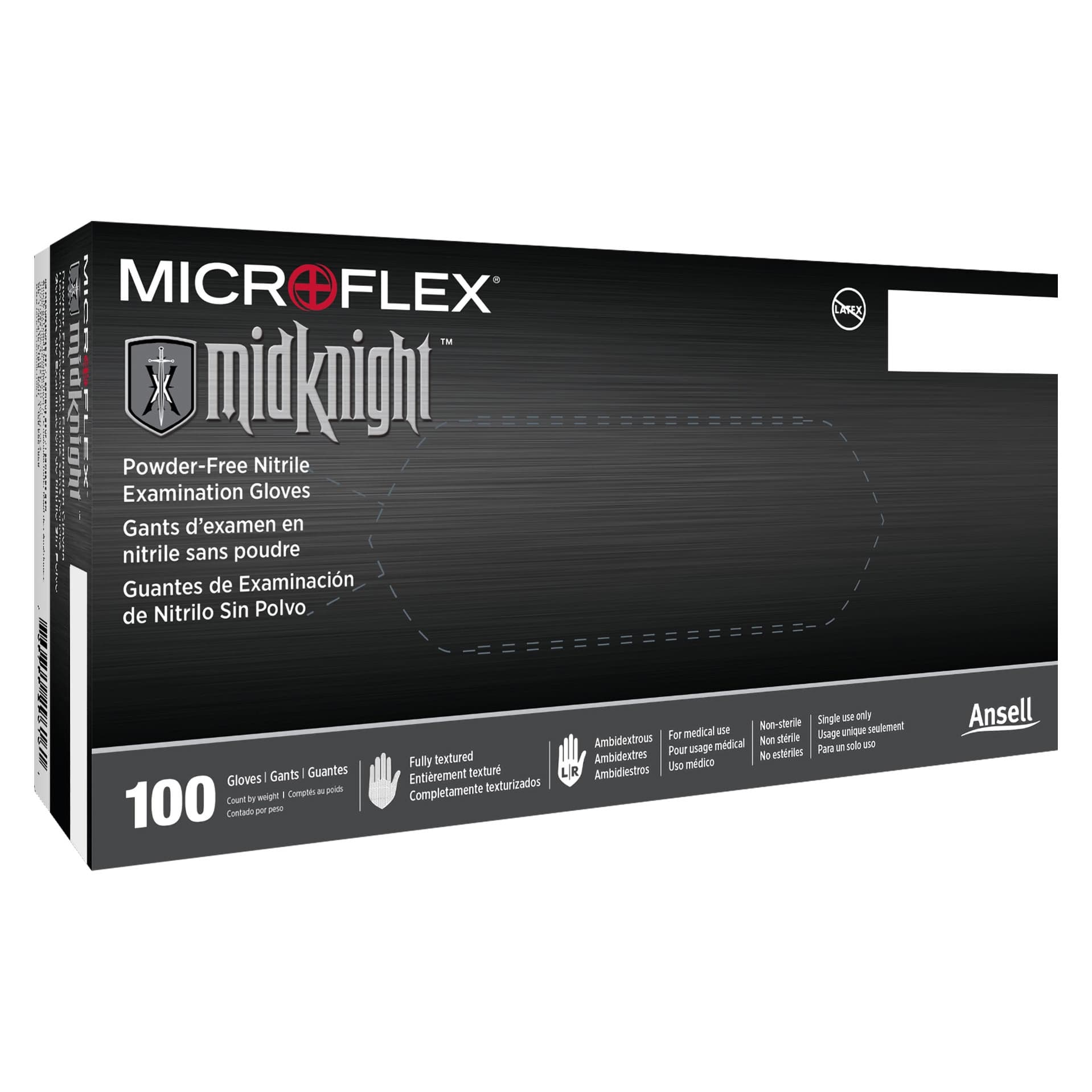 Microflex MidKnight Nitrile Exam Gloves, Small - Box of 100 - Image 1