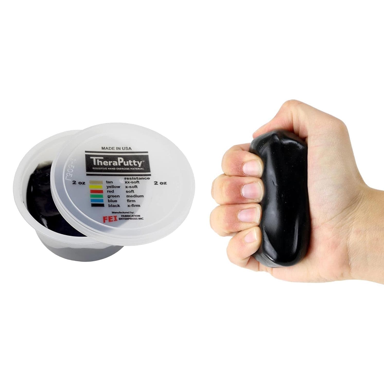 CanDo Antimicrobial Theraputty Exercise Material, 2 Oz, Black, Extra firm - Image 1