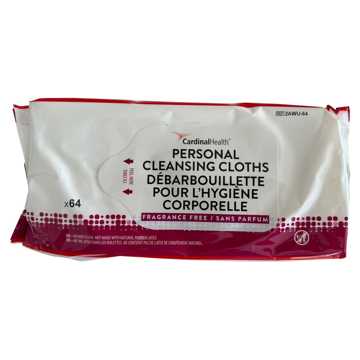 Cardinal Health Personal Cleansing Cloths, Fragrance Free - Package of 64 Wipes - Image 1