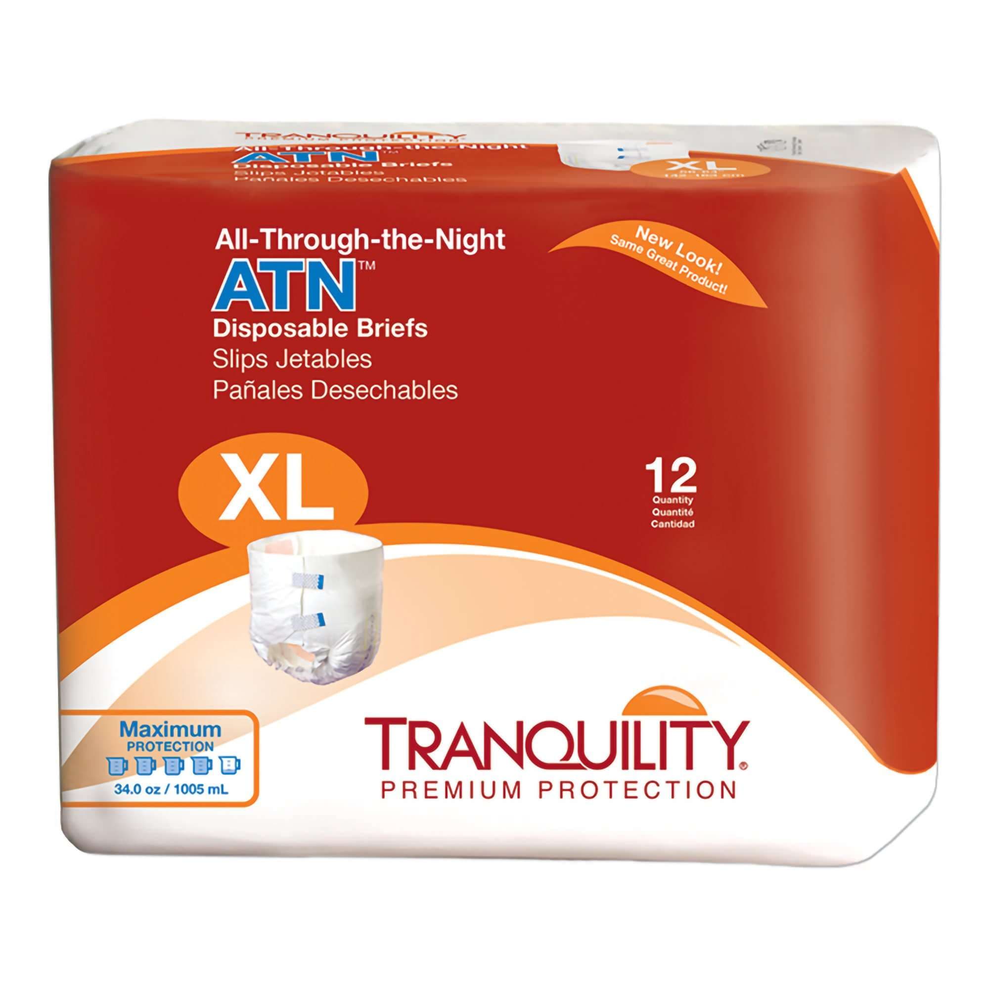 Tranquility ATN (All-Through-the-Night) Adult Briefs, Extra Large - Package of 12 - Image 1