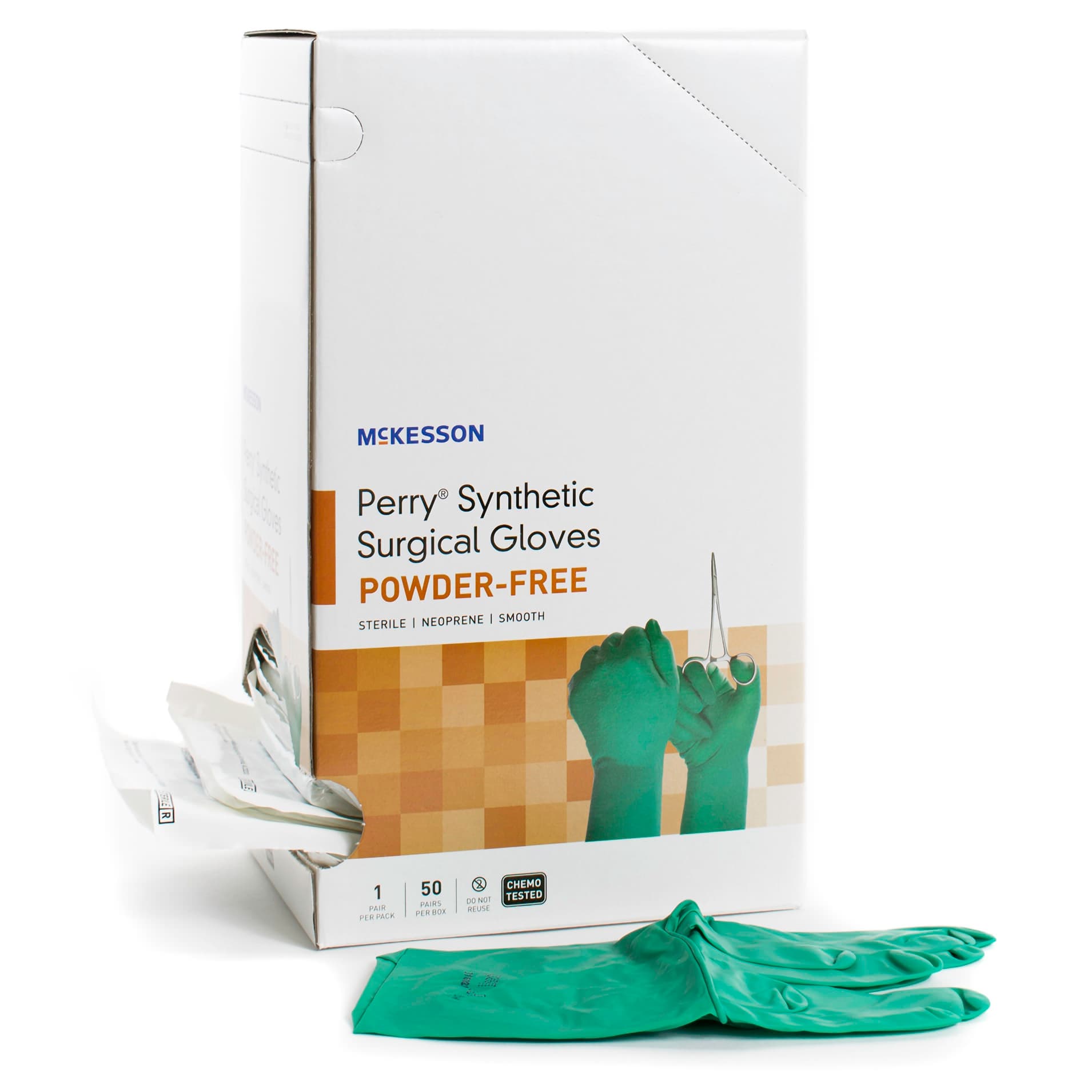McKesson Perry Performance Plus Neoprene Powder-Free Sterile Surgical Gloves, Size 9 - Box of 100 - Image 1
