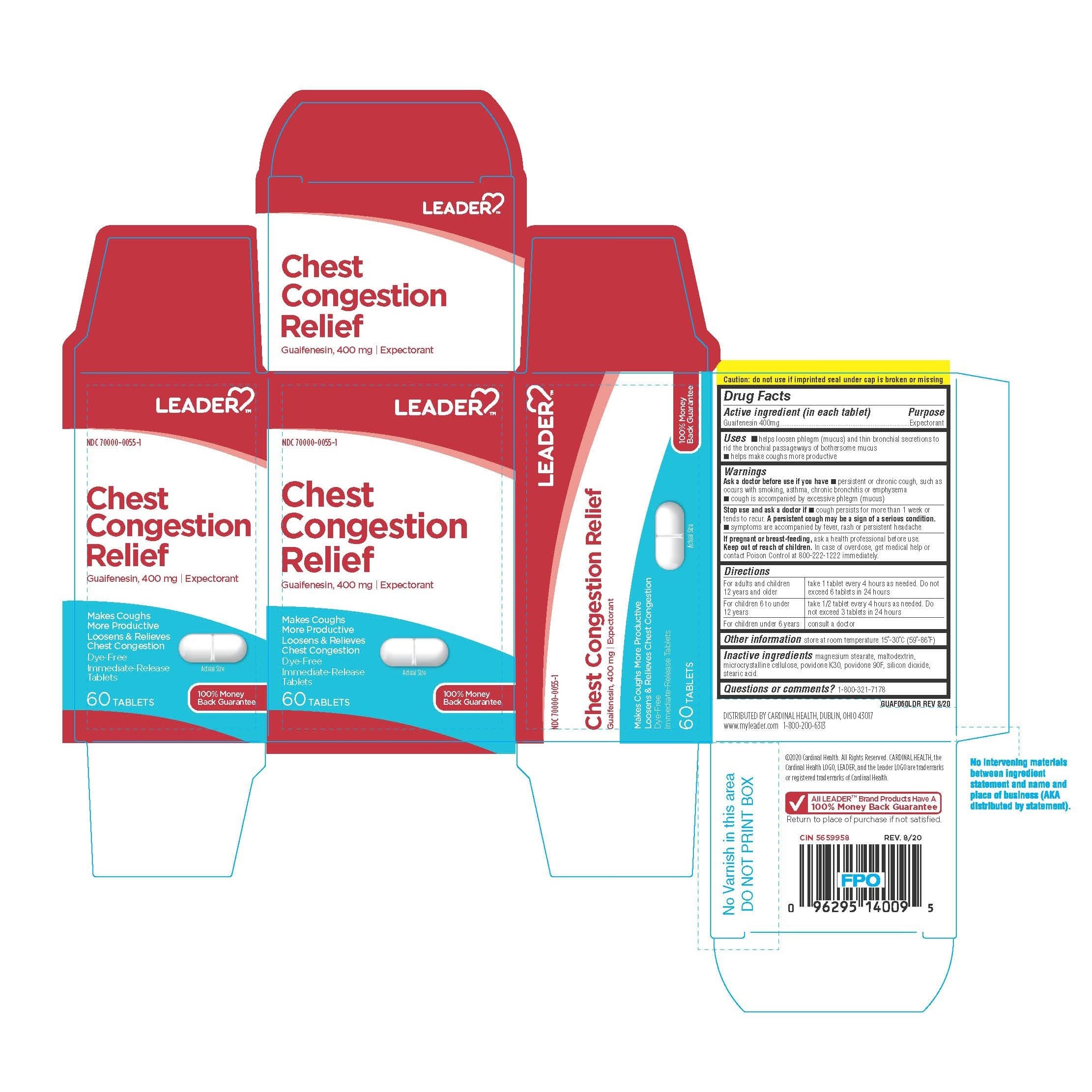 Leader Chest Congestion Relief, Immediate Release Tablets - 60 Count - Image 1