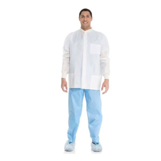 Halyard Universal Precautions Lab Jacket, White, X-Large - Case of 25 - Image 1
