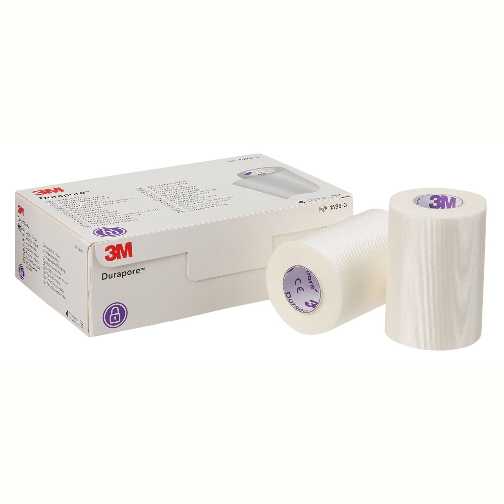 3M Durapore Waterproof Surgical Tape, 3 Inch x 10 Yard - Box of 4 - Image 1