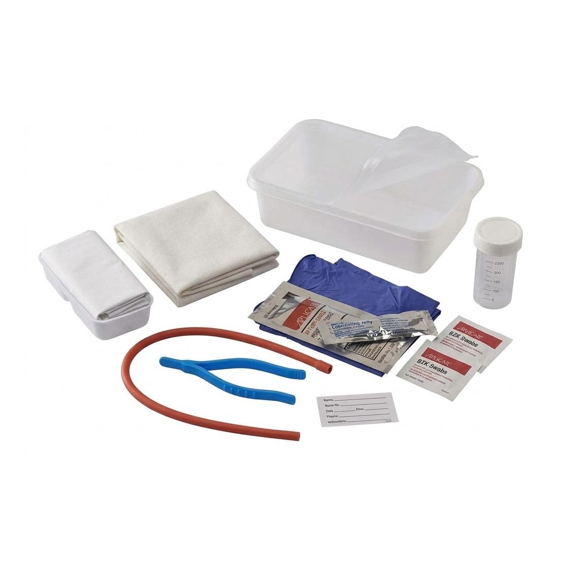 Dover Intermittent Catheterization Open Tray with Red Rubber catheter, 14 Fr, 1200 mL - Each - Image 1