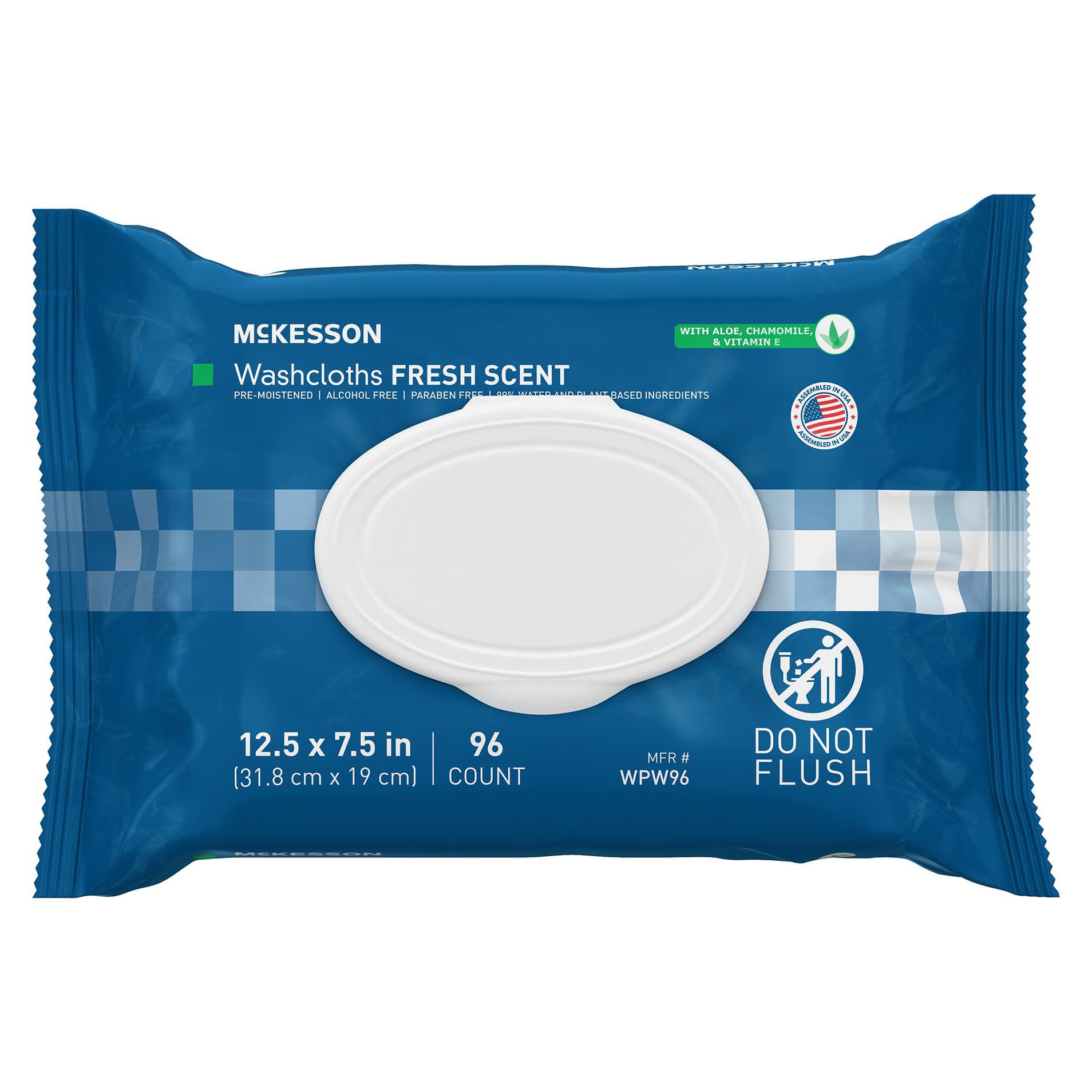 McKesson Pre-Moistened Washcloths, Fresh Scented - Bag of 96 Wipes - Image 1