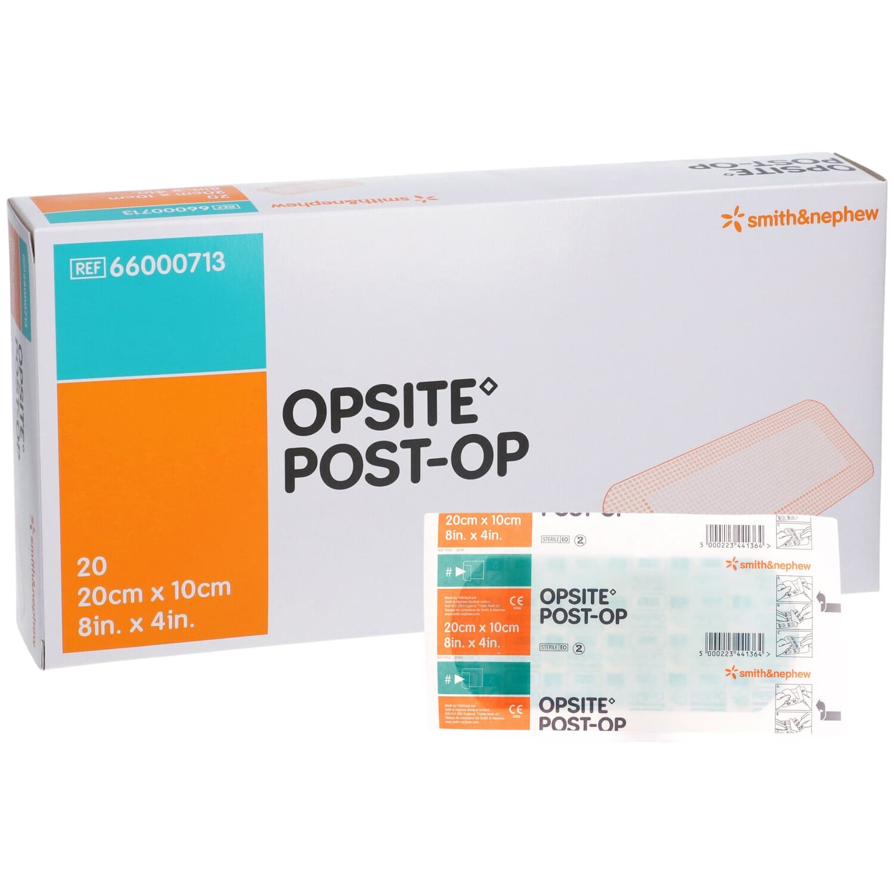 Opsite Post-Op Transparent Waterproof Dressing, 8 x 4 Inch - Box of 20 - Image 1
