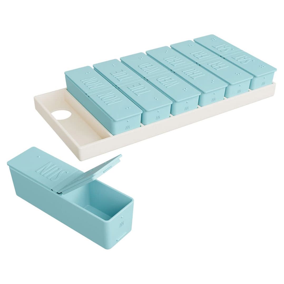 Ezy Dose Weekly AM/PM Pill Organizer, Matte Embossed - Image 1