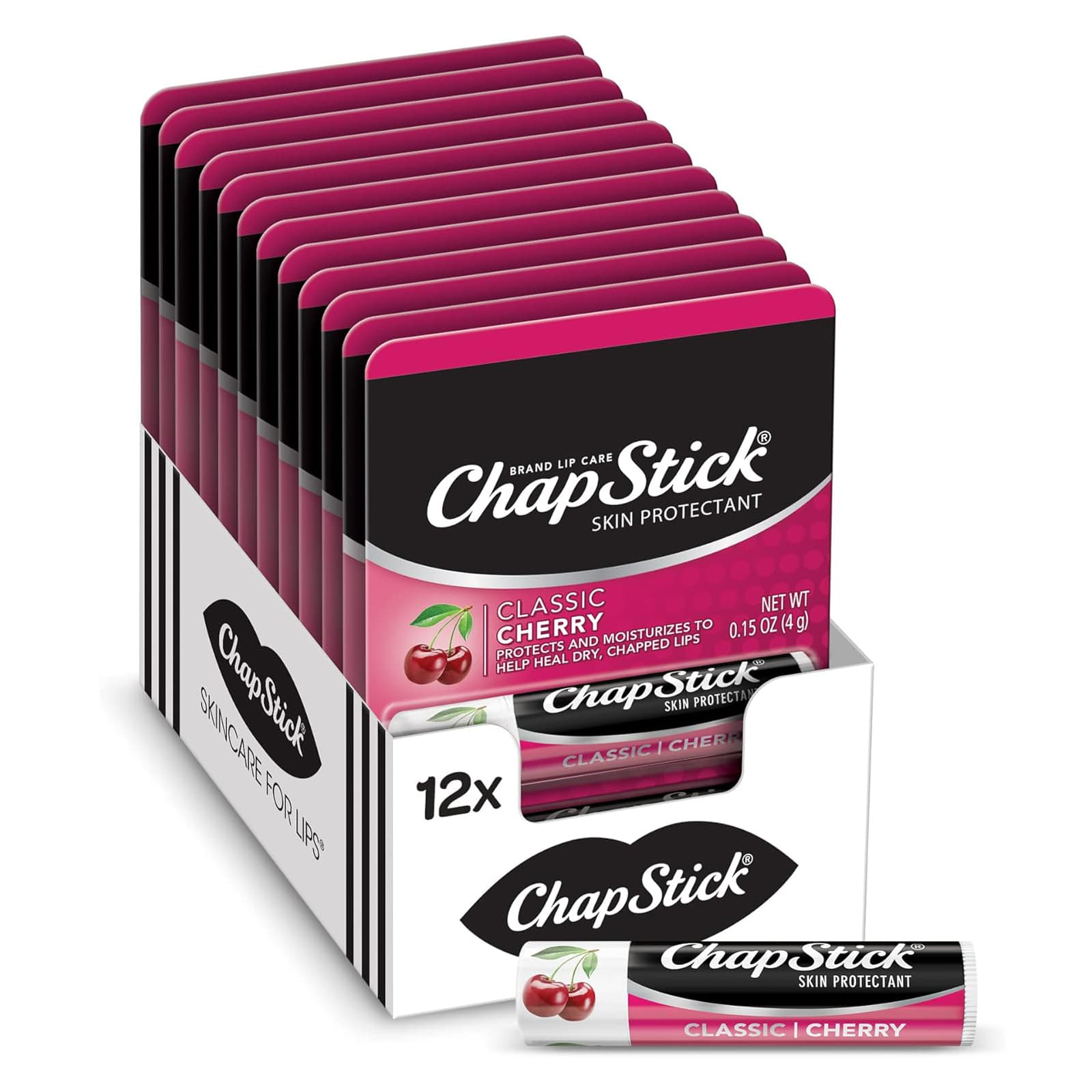 Chapstick Lip Balm Tube, Cherry Flavor - Carton of 12 - Image 1